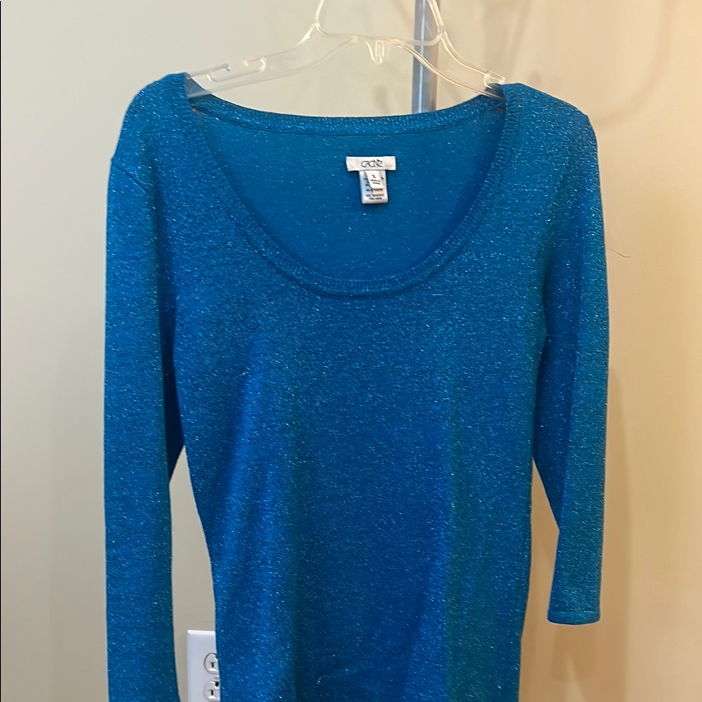 Cache Blue Fitted 3/4 Sleeve Blouse